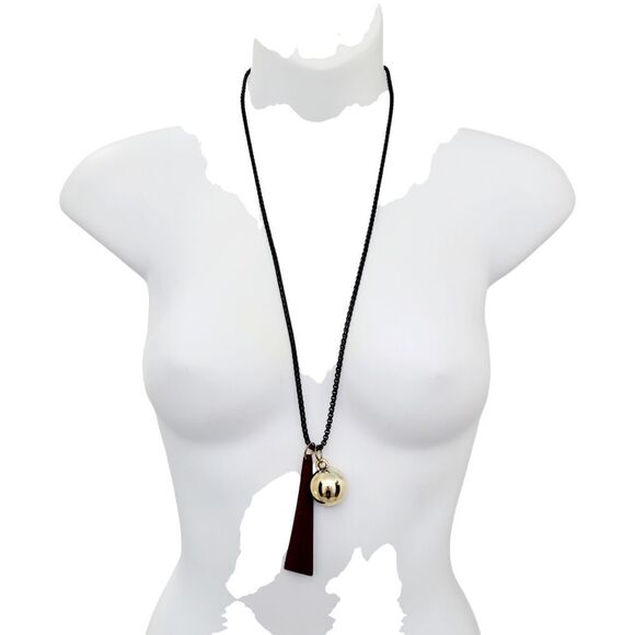 Brand New Black Chain With Gold Ball Necklace - Picture 6 of 6